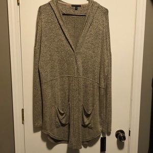 NWT Tan Signature Studio Hooded Long Cardigan